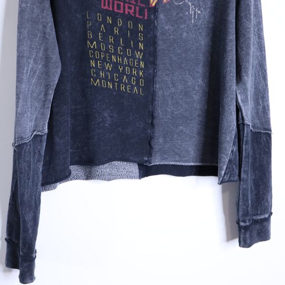 AFFLICTION Hysteria Graphic Hoodie Pullover Acid Black Embroidered Women's L - Picture 7 of 9